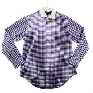LAUREN Shirt Men's Long Sleeve Button Up Gingham Check Purple 16(34/35)